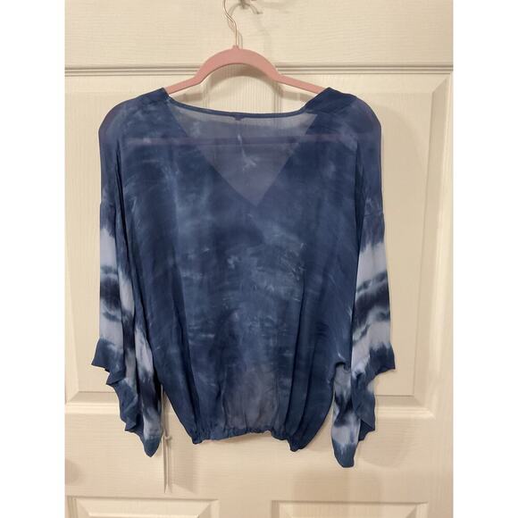 NWT Young,Fabulous,&Broke Tia Chiffon Cropped Top in Aviator Blue Pillar Wash, S - Picture 6 of 6